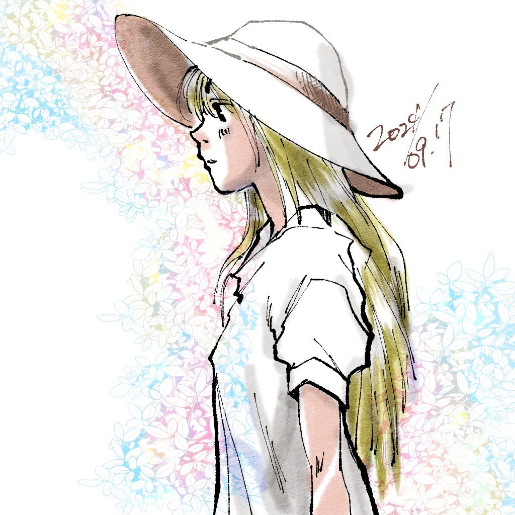 白い帽子の少女0