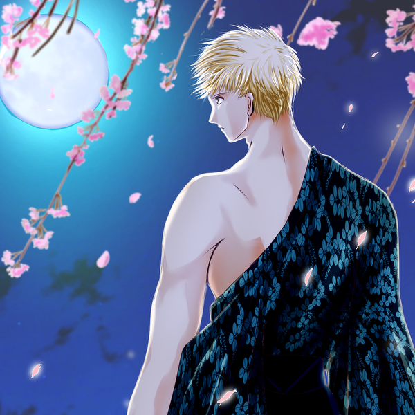 夜の桜と金の髪